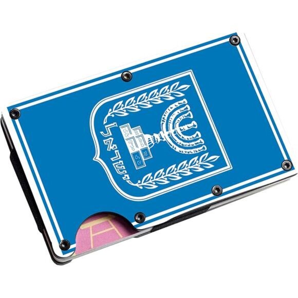 Israel Flag Coat of Arms Aluminum/Stainless Steel Money Clip Wallet Credit Card